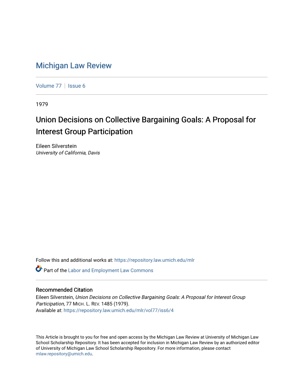 Union Decisions on Collective Bargaining Goals: a Proposal for Interest Group Participation