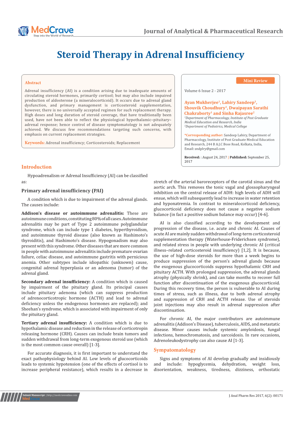 Steroid Therapy in Adrenal Insufficiency