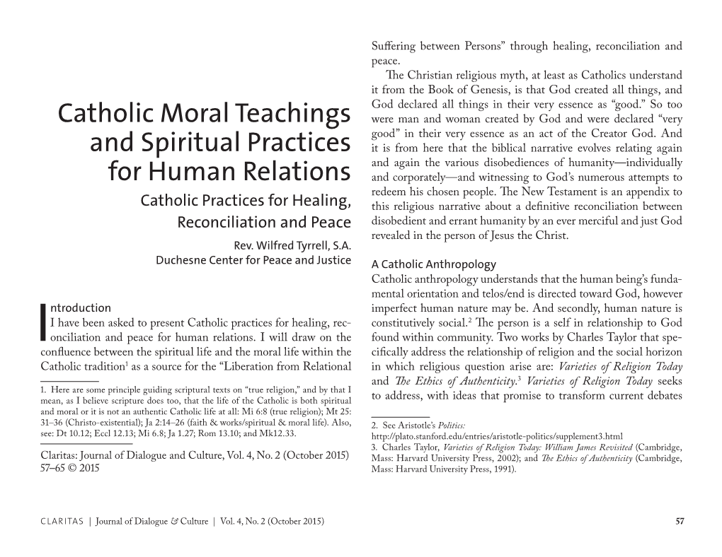 Catholic Moral Teachings and Spiritual Practices for Human