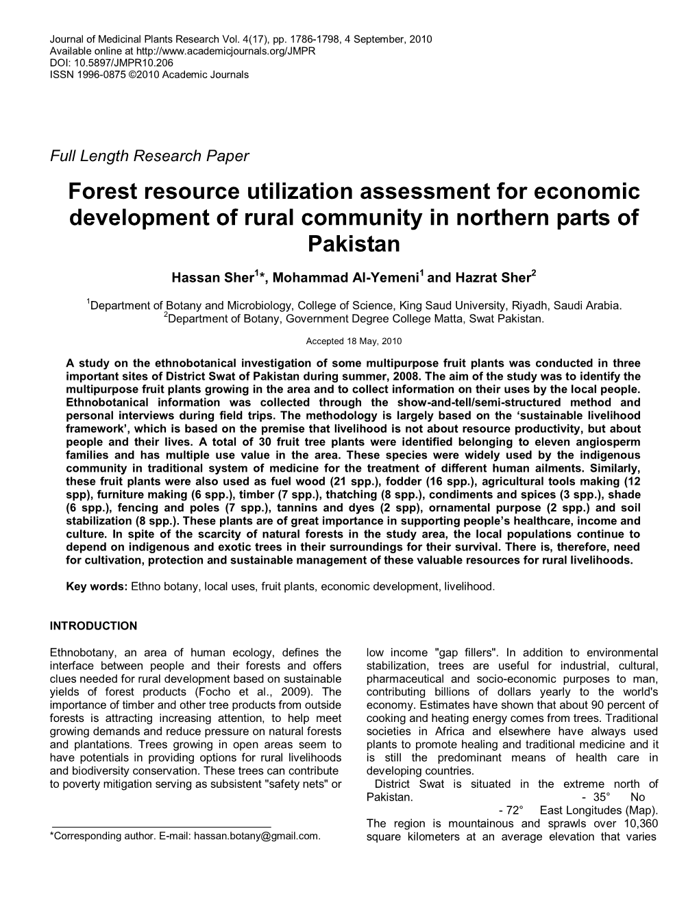 Ethnobotanical Evaluation of Some Multipurpose Fruit Plants For