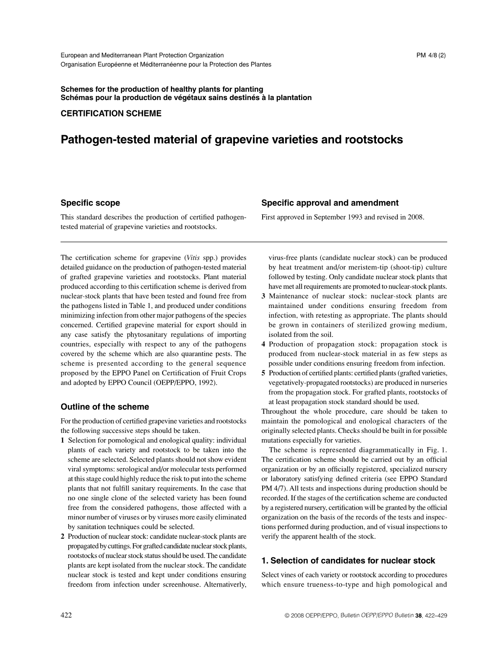 Pathogen-Tested Material of Grapevine Varieties and Rootstocks