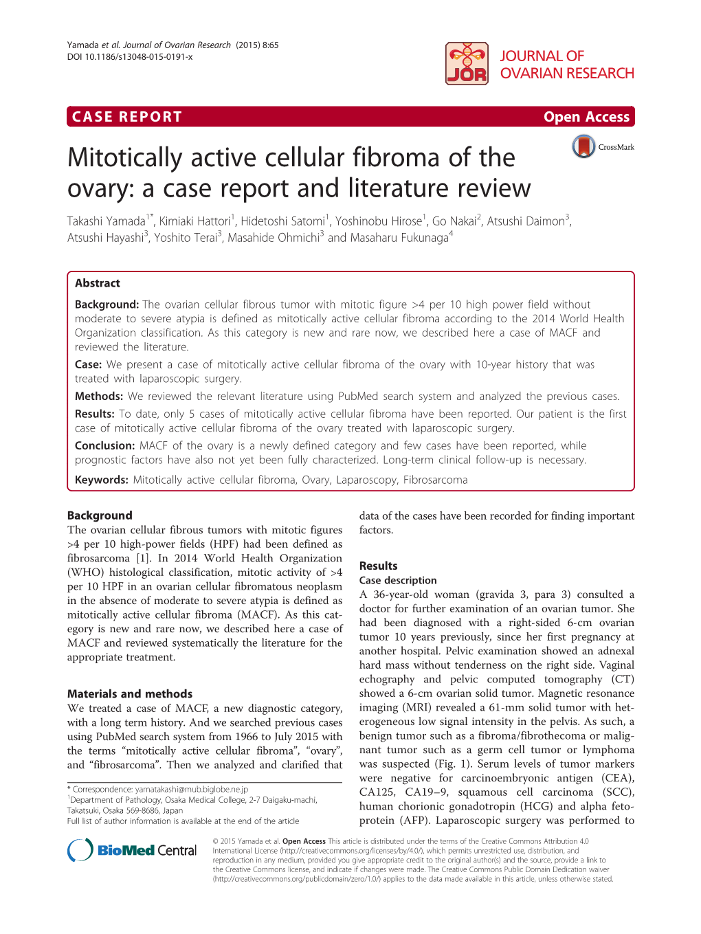 Mitotically Active Cellular Fibroma of the Ovary