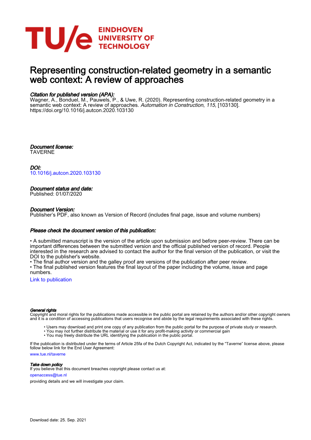 Representing Construction-Related Geometry in a Semantic Web Context: a Review of Approaches