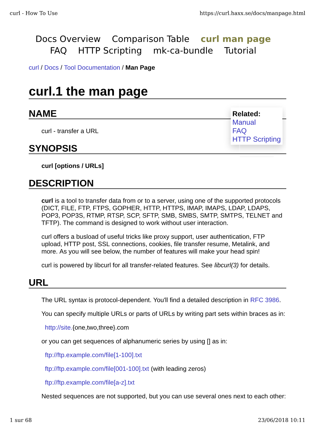 Curl.1 the Man Page