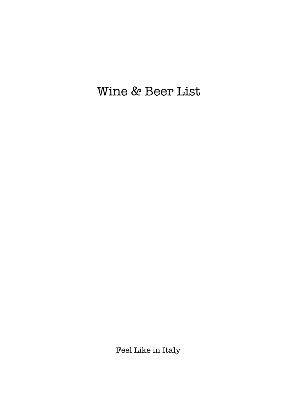 Wine & Beer List