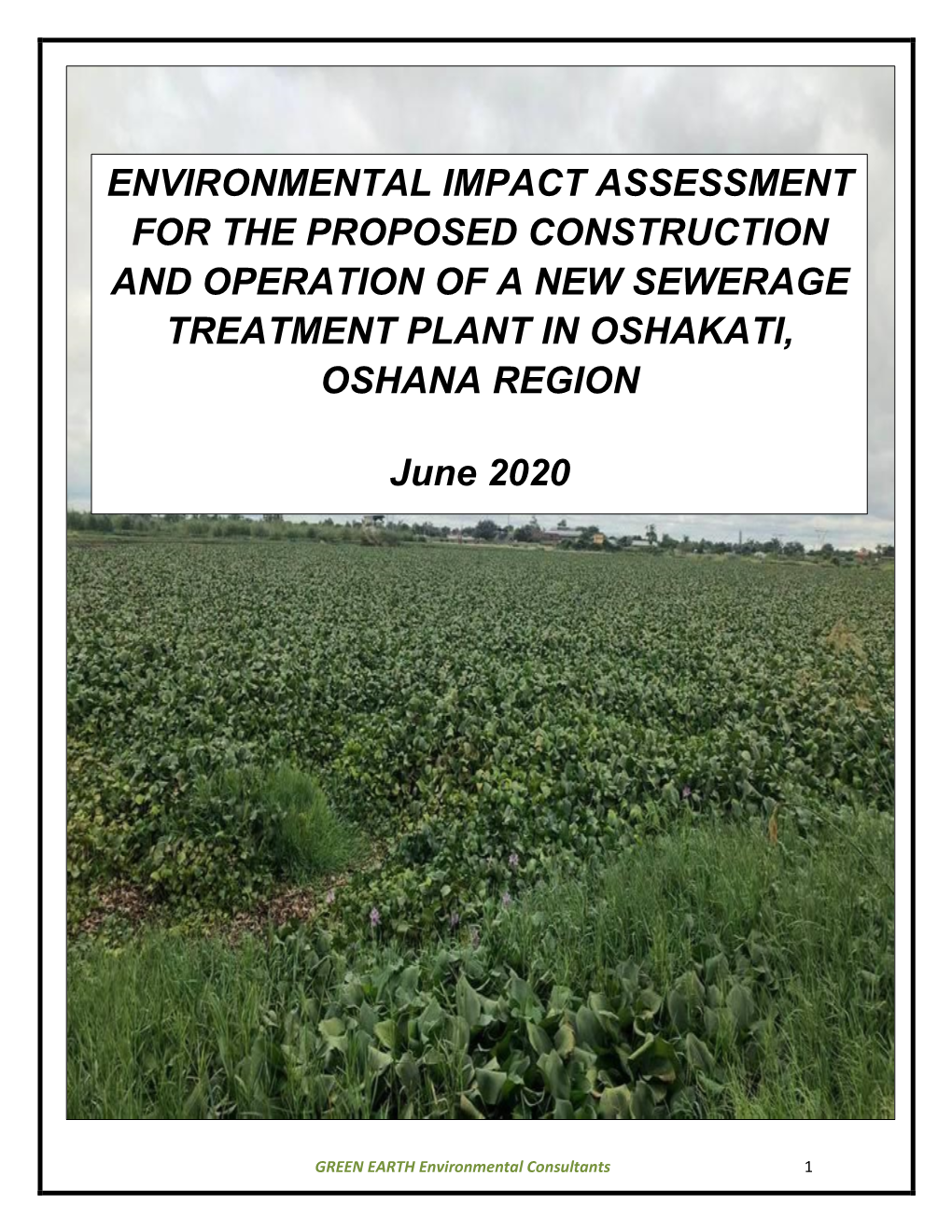 Environmental Impact Assessment for the Proposed Construction and Operation of a New Sewerage Treatment Plant in Oshakati, Oshana Region
