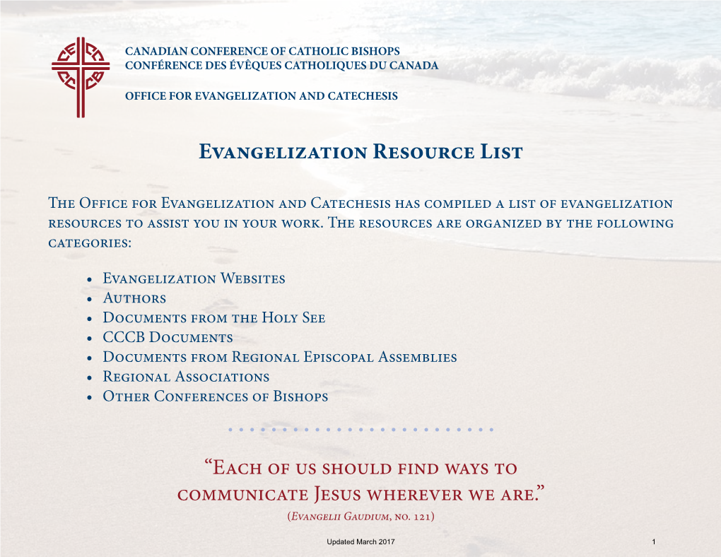 Evangelization Resource List