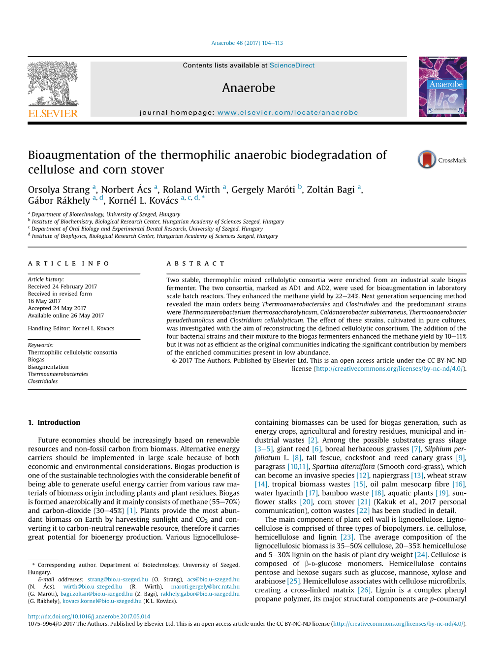 Bioaugmentation of Thermophilic Anaerobic Biodegradation