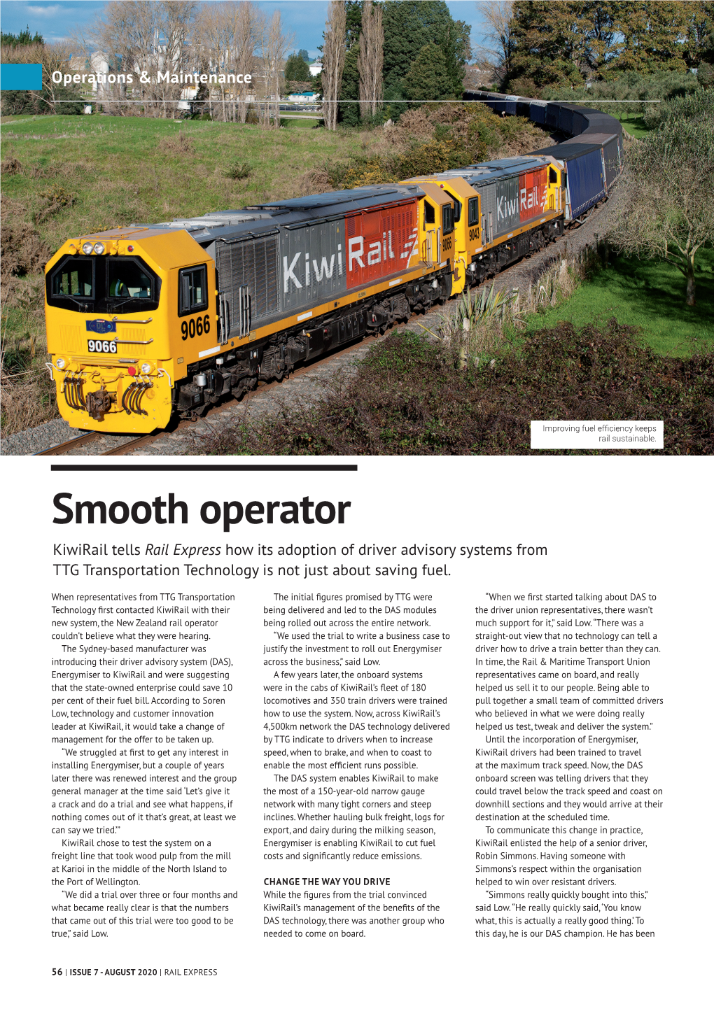 Smooth Operator Kiwirail Tells Rail Express How Its Adoption of Driver Advisory Systems from TTG Transportation Technology Is Not Just About Saving Fuel