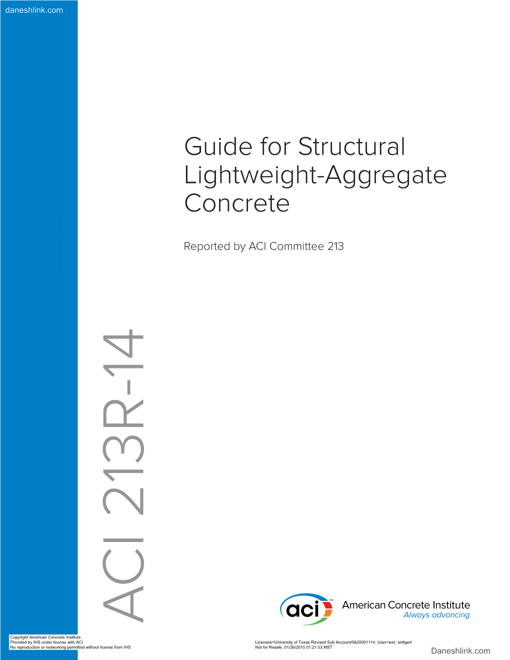 ACI 213R-14 Guide for Structural Lightweight-Aggregate Concrete