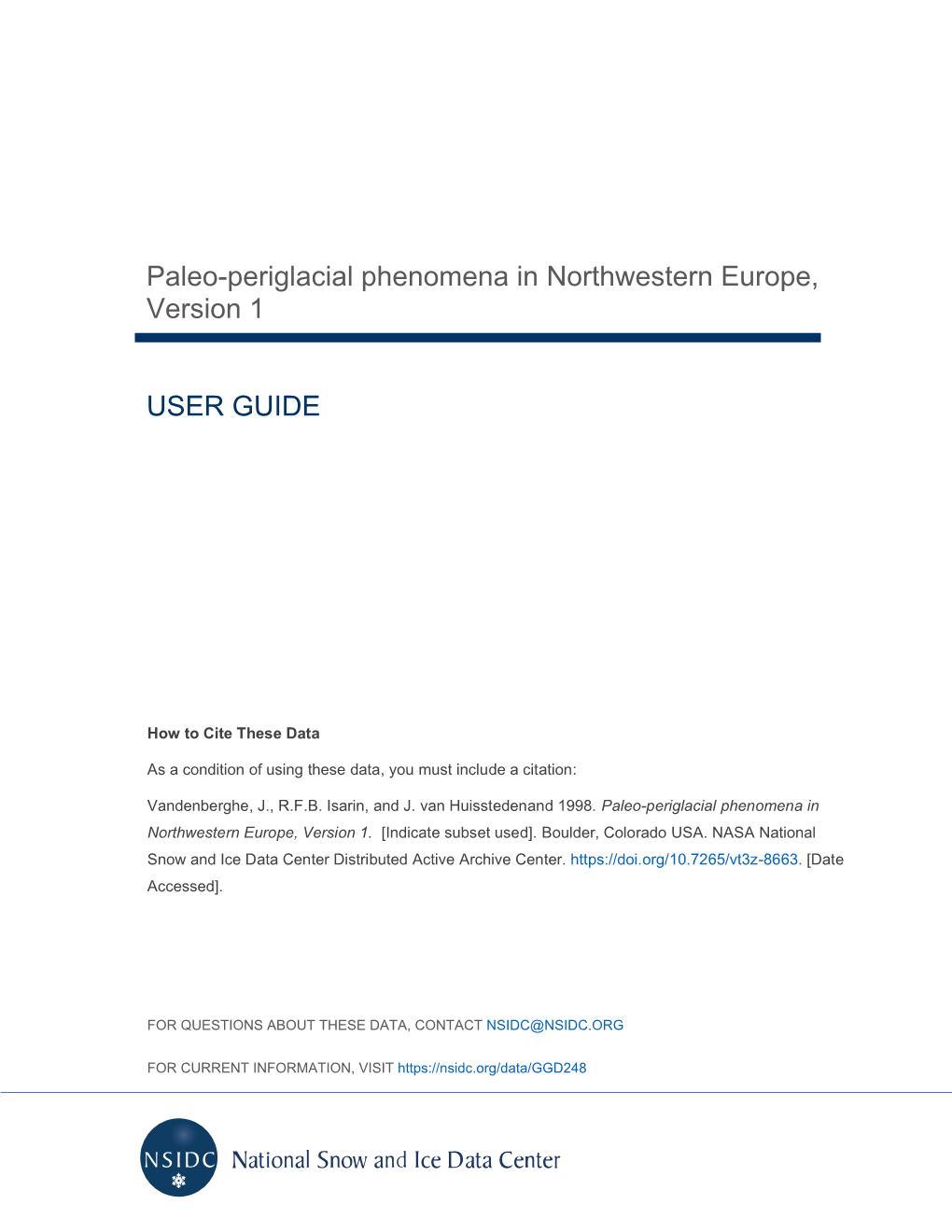 Paleo-Periglacial Phenomena in Northwestern Europe, Version 1