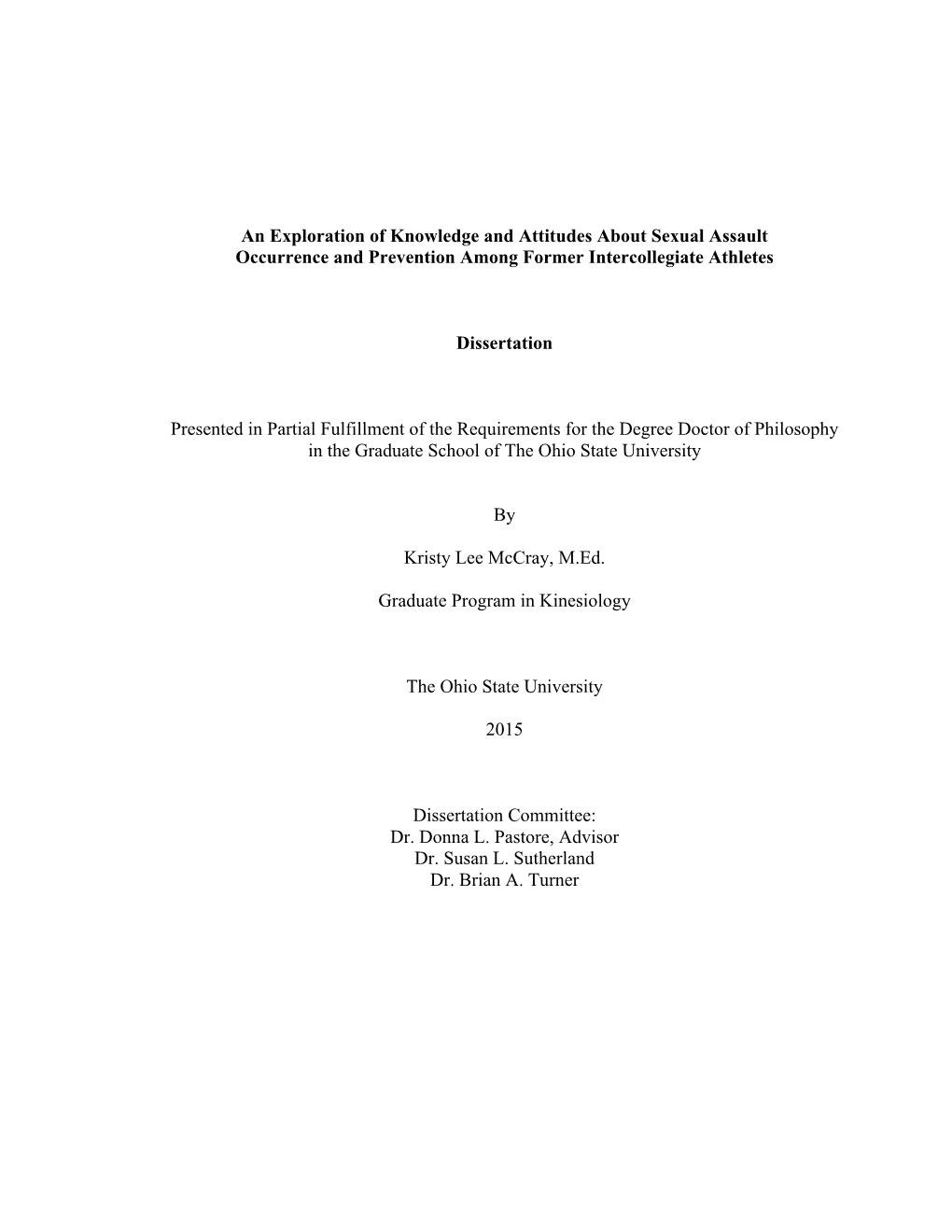 An Exploration of Knowledge and Attitudes About Sexual Assault Occurrence and Prevention Among Former Intercollegiate Athletes