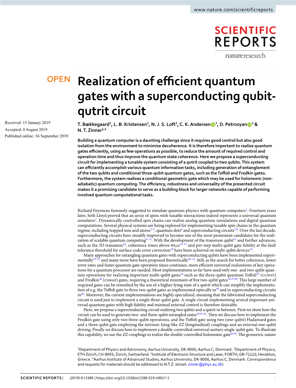 Realization of Efficient Quantum Gates with a Superconducting Qubit-Qutrit Circuit