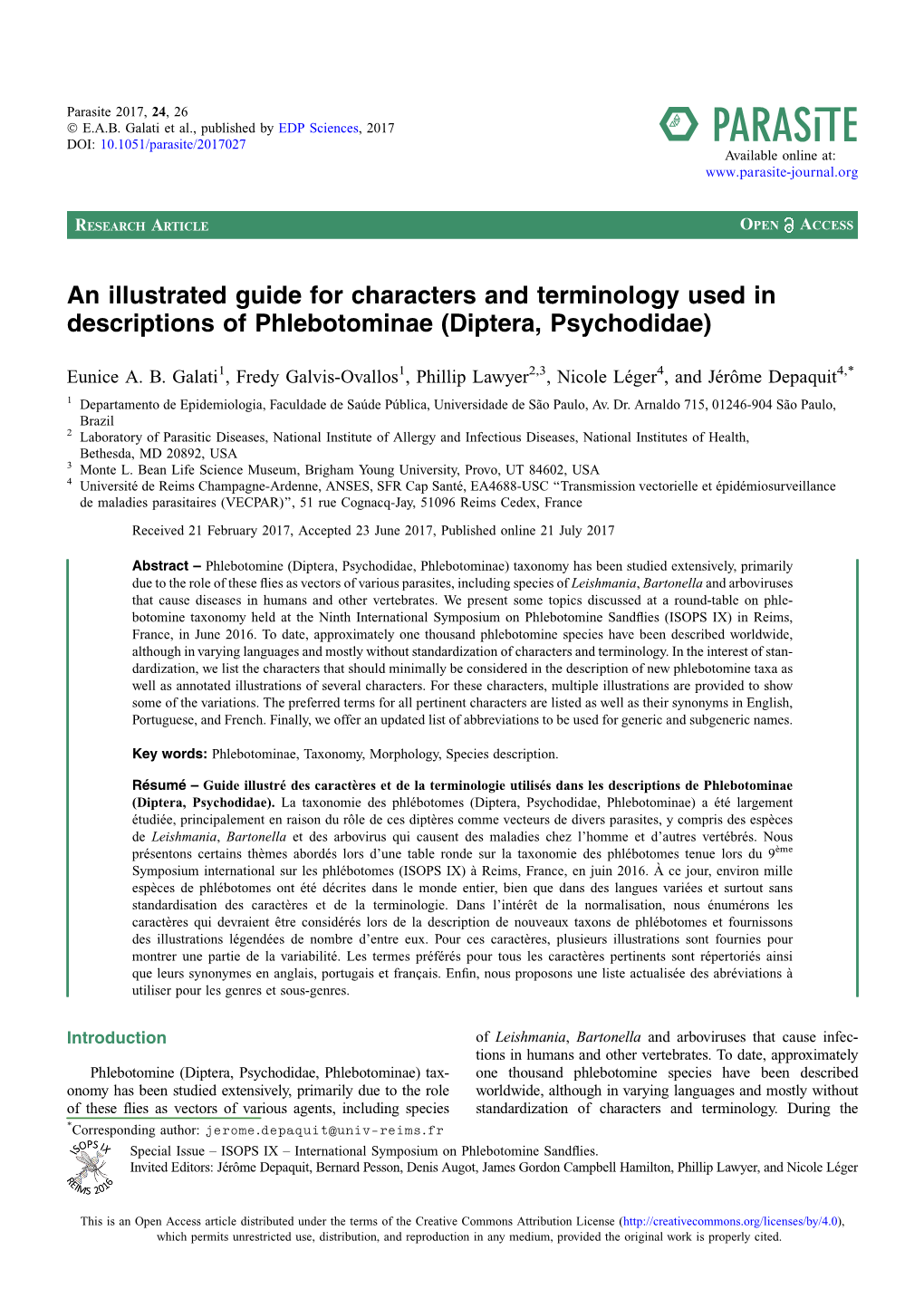 An Illustrated Guide for Characters and Terminology Used in Descriptions of Phlebotominae (Diptera, Psychodidae)