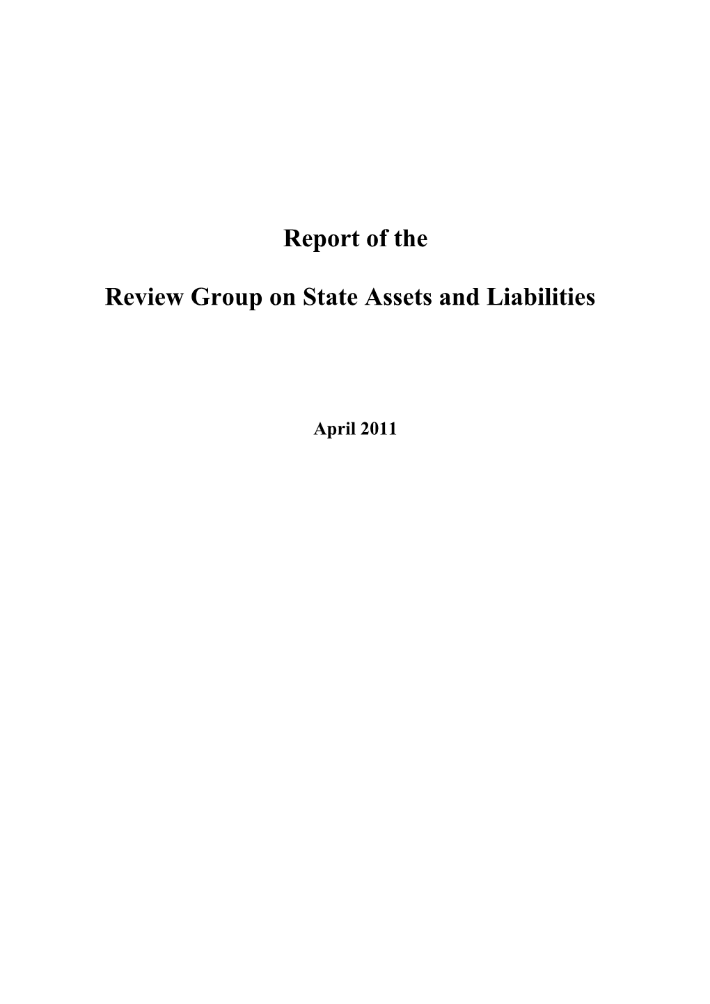 Report of the Review Group on State Assets and Liabilities