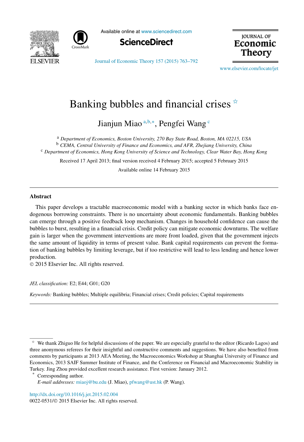 Banking Bubbles and Financial Crises