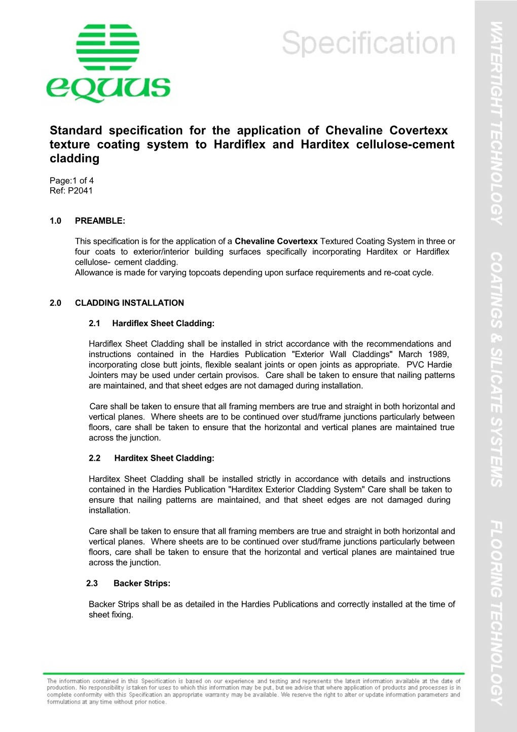 Standard Specification for the Application of Chevaline Covertexx Texture Coating System