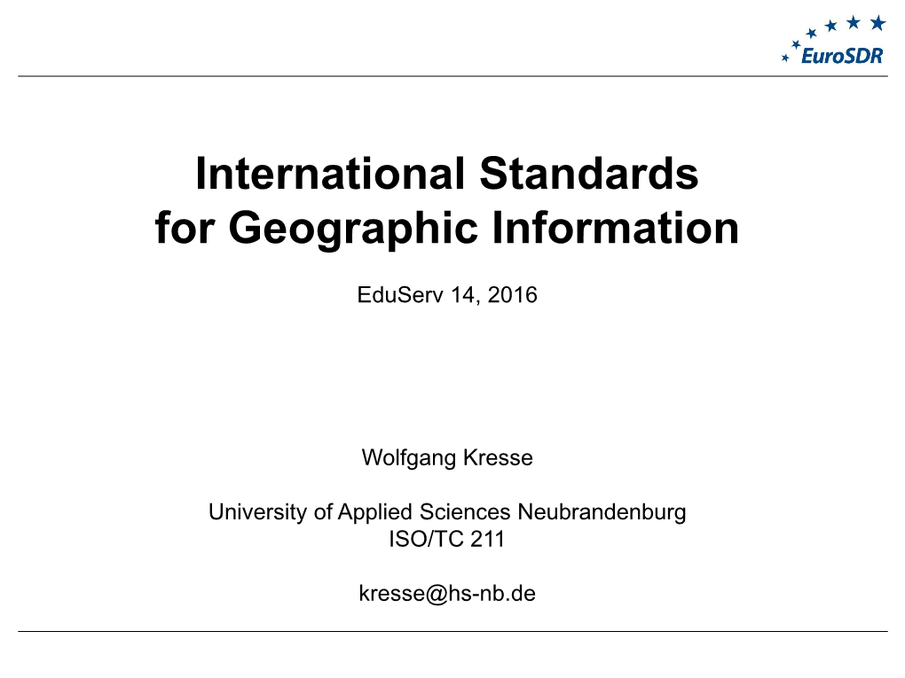 International Standards for Geographic Information
