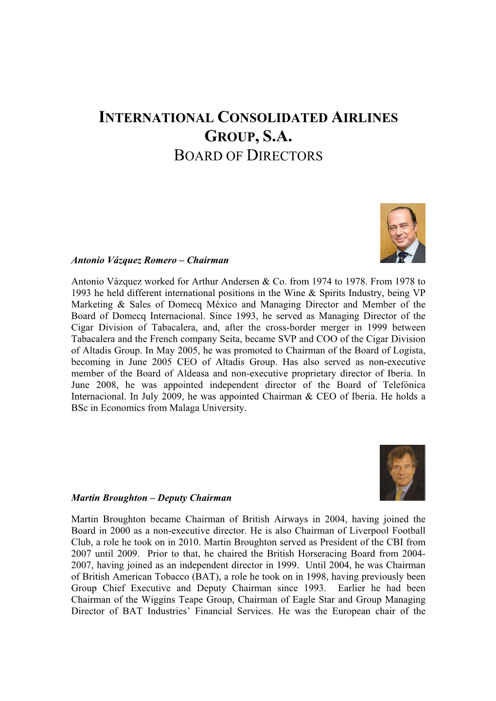 International Consolidated Airlines Group, Sa