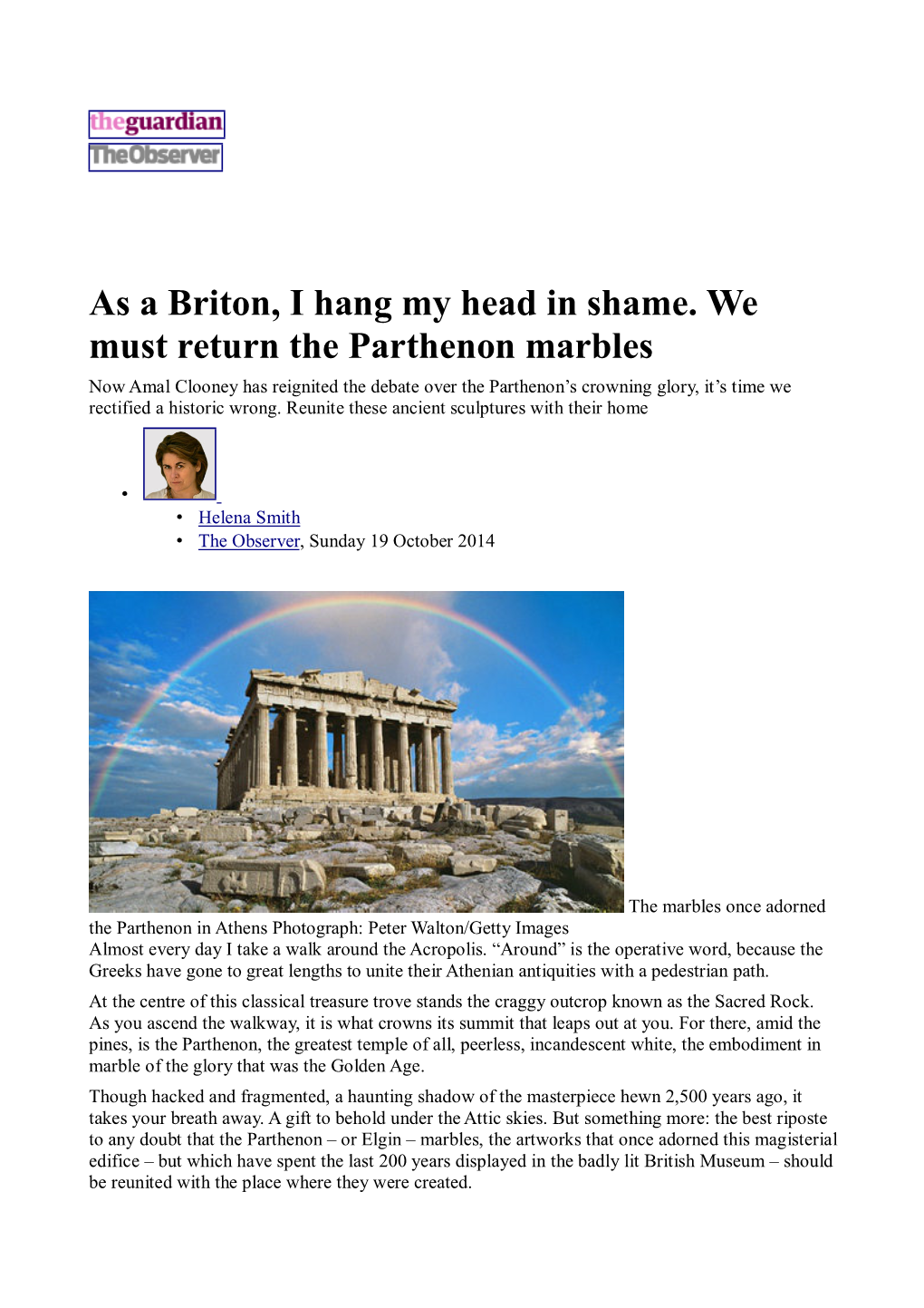 As a Briton, I Hang My Head in Shame. We Must Return the Parthenon Marbles