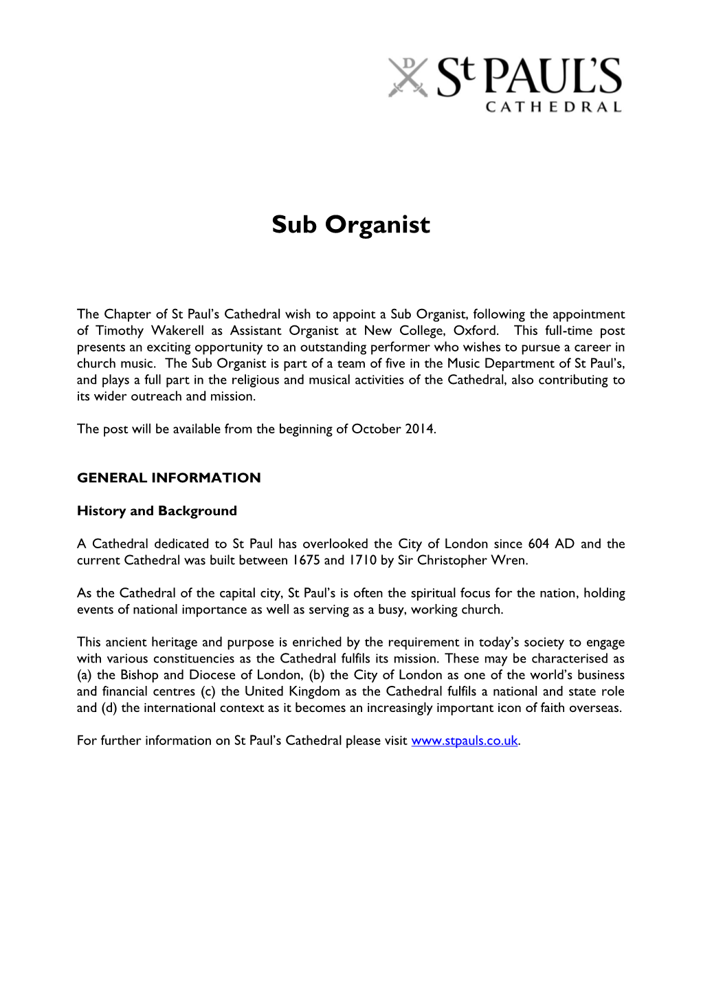 Sub Organist