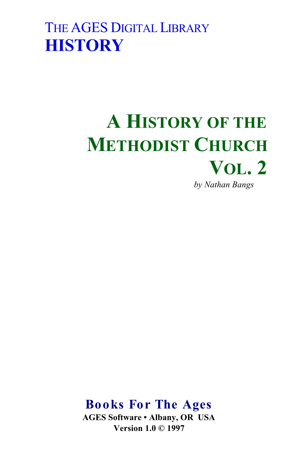 History of the Methodist Church