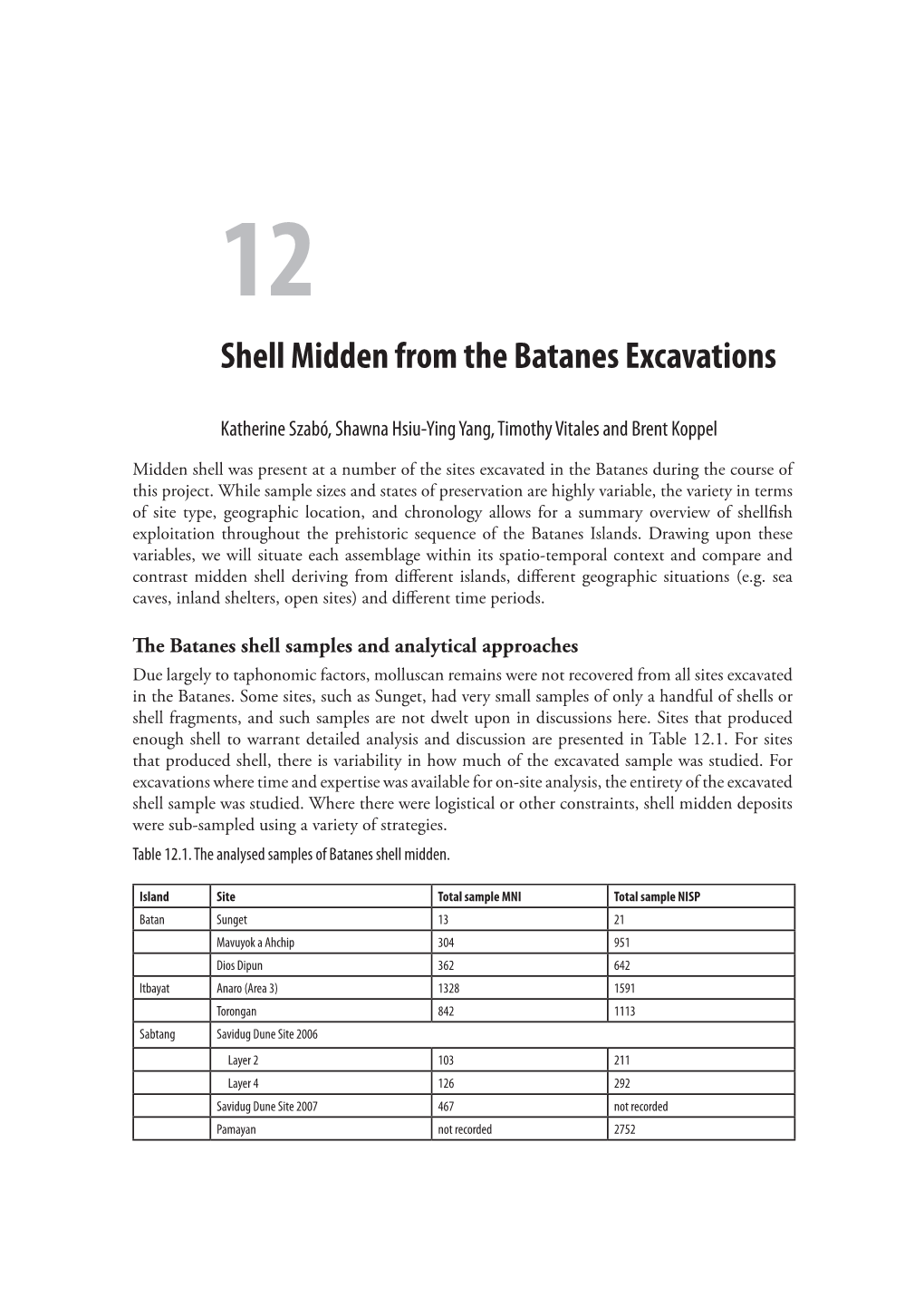 Shell Midden from the Batanes Excavations