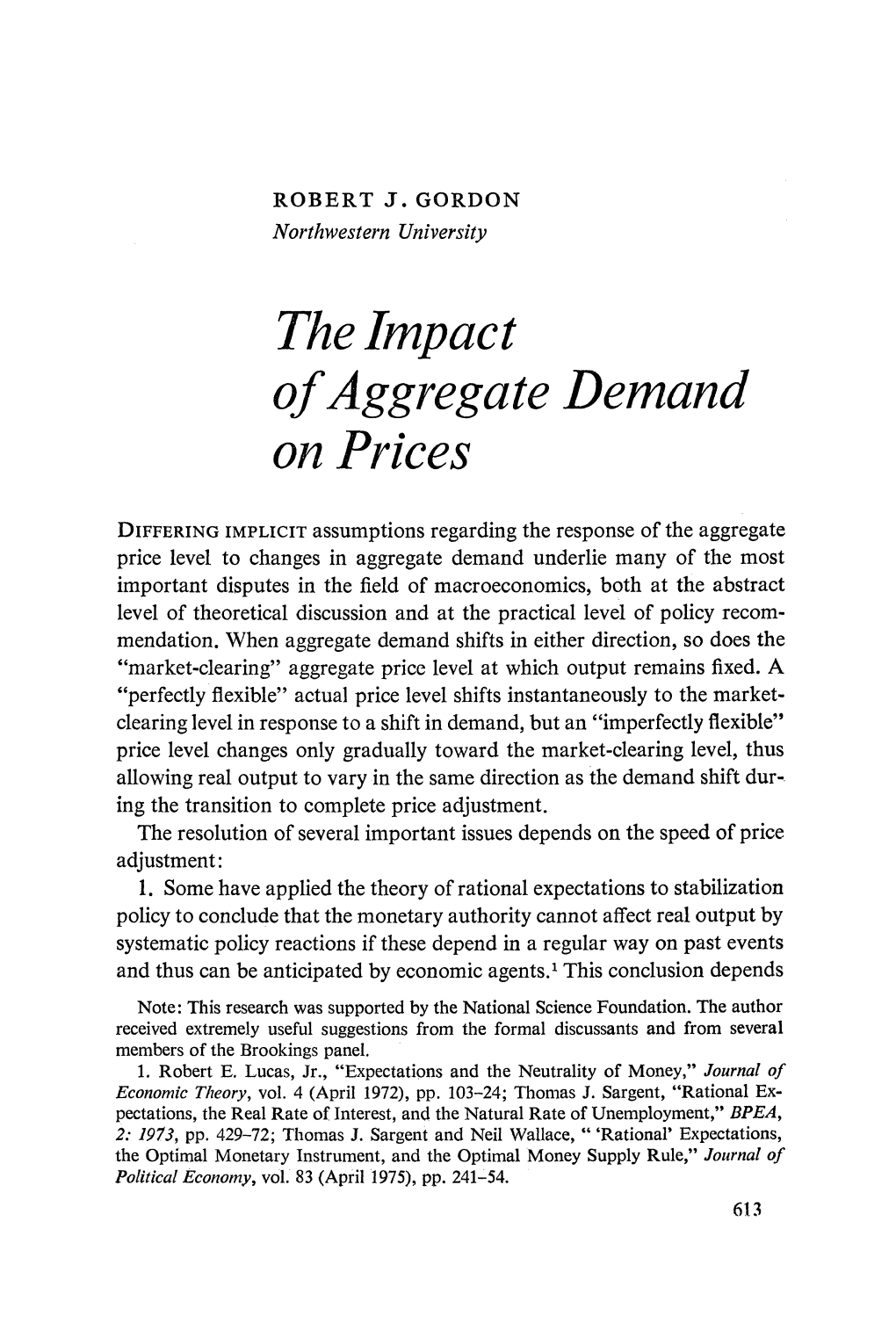 The Impact of Aggregate Demand on Prices