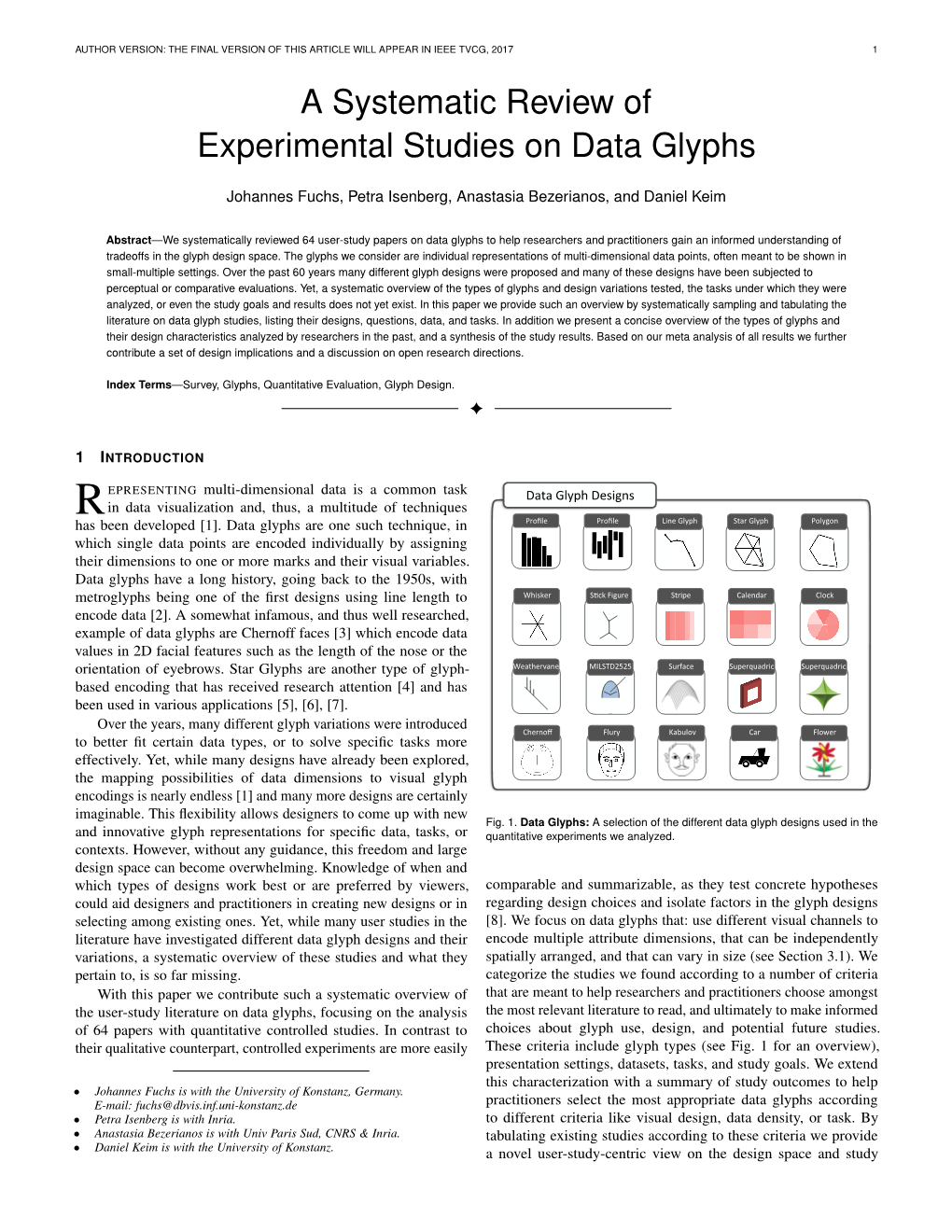 A Systematic Review of Experimental Studies on Data Glyphs