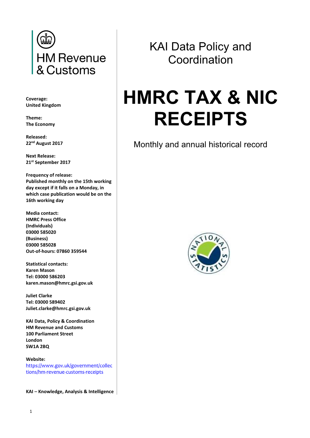 Hmrc Tax & Nic Receipts