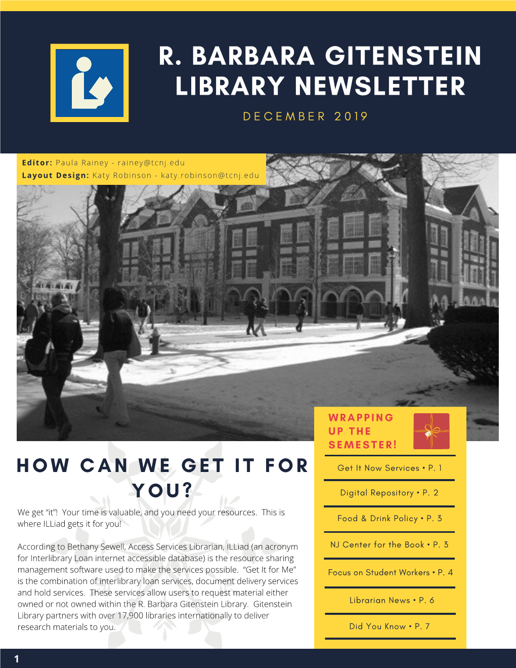 R. Barbara Gitenstein Library Newsletter