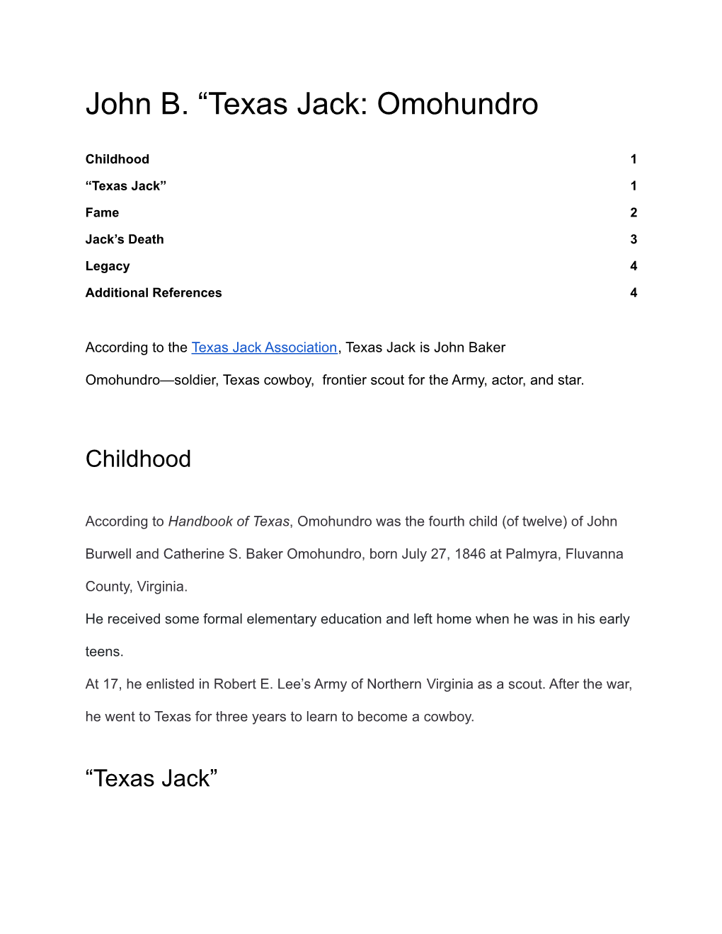 Texas Jack: Omohundro