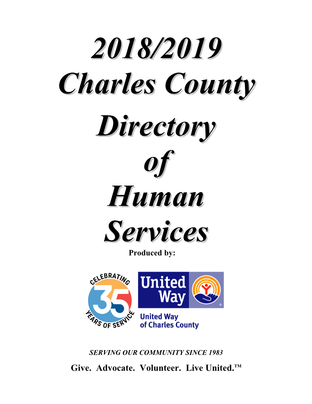 2018/2019 Charles County Directory of Human Services