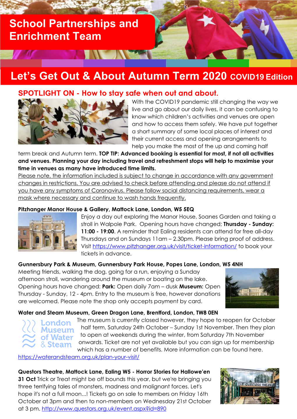 Let's Get out & About Autumn Term 2020 COVID19 Edition School
