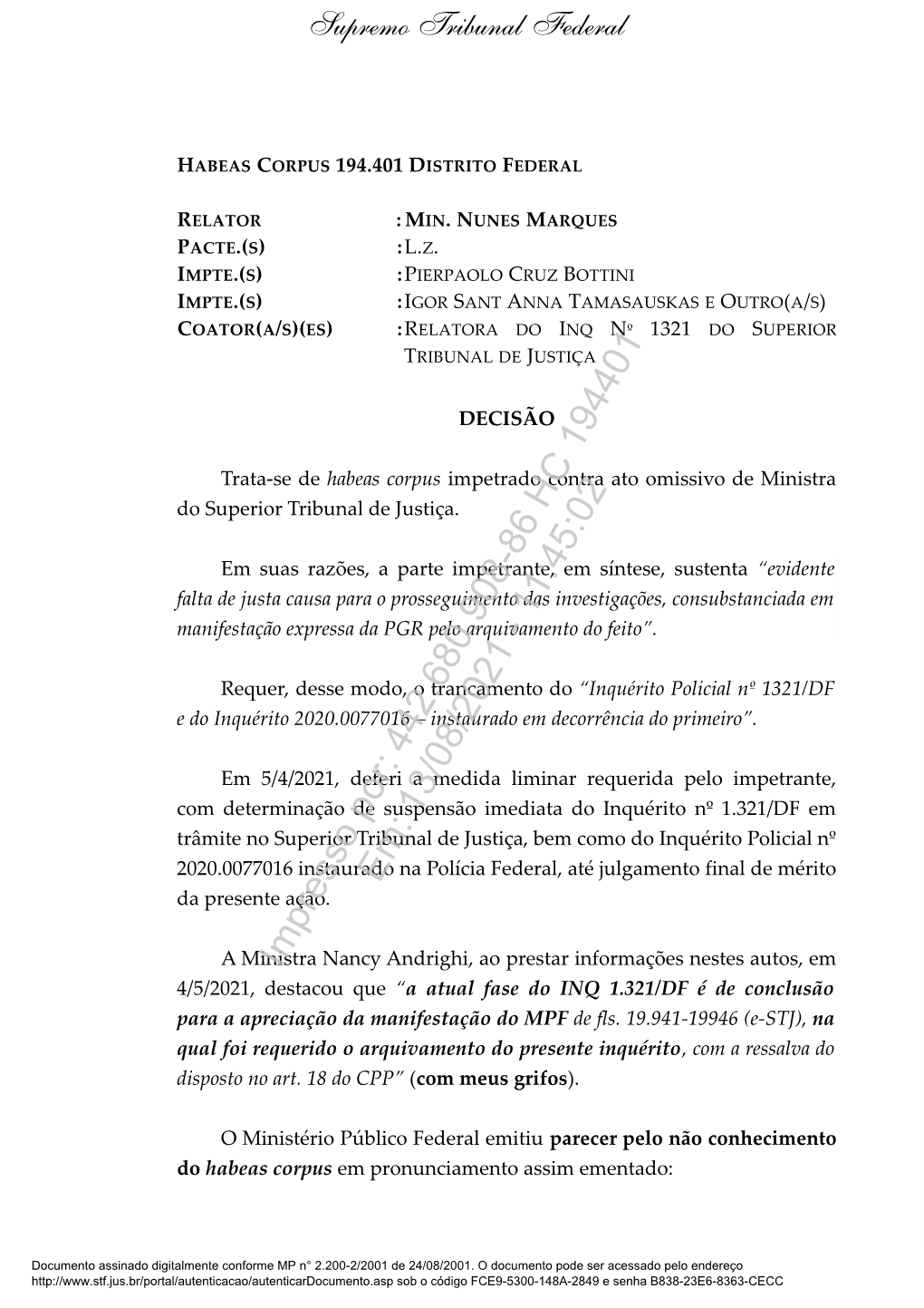 Impresso Por: 442.680.908-86 HC 194401 Em: 13/08/2021