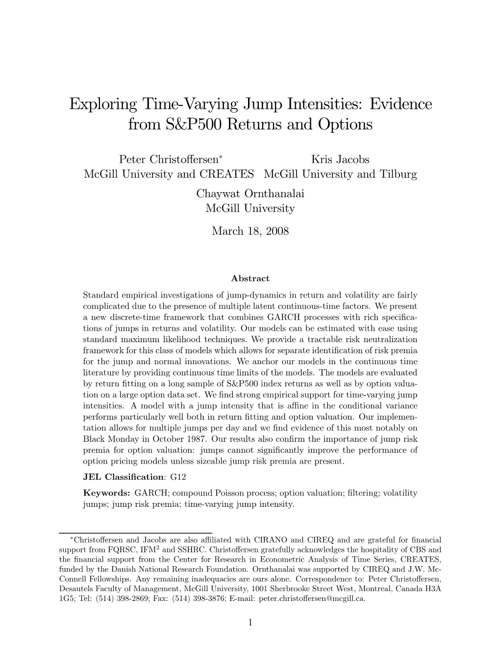 Exploring Time-Varying Jump Intensities: Evidence from S&P500