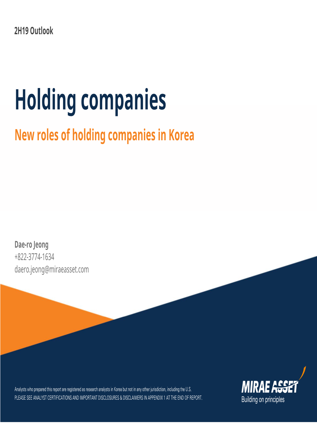 Holding Companies New Roles of Holding Companies in Korea