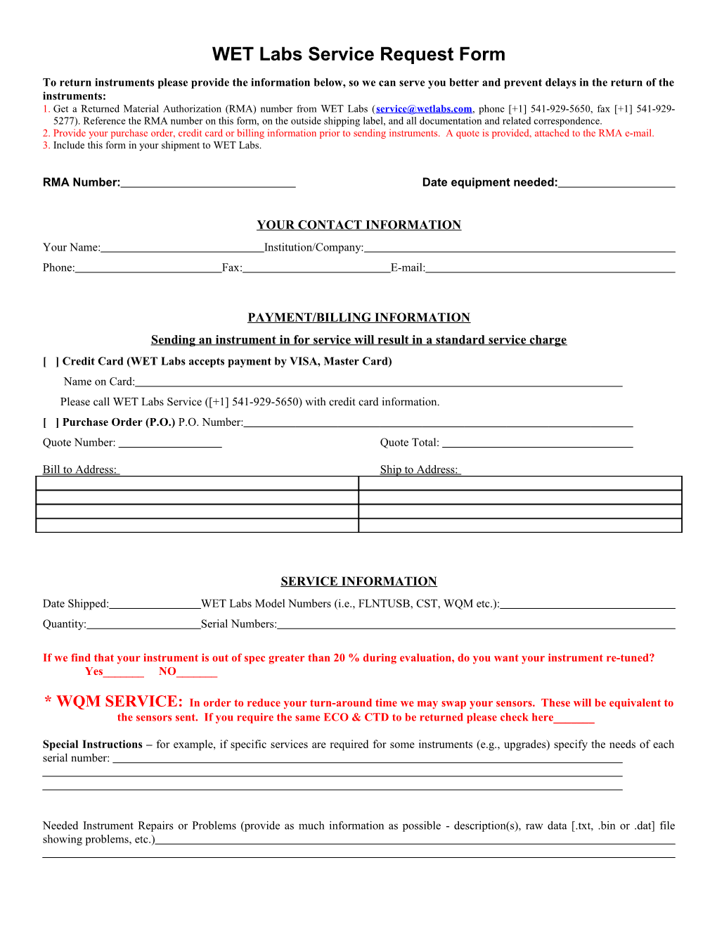 Service Request Form