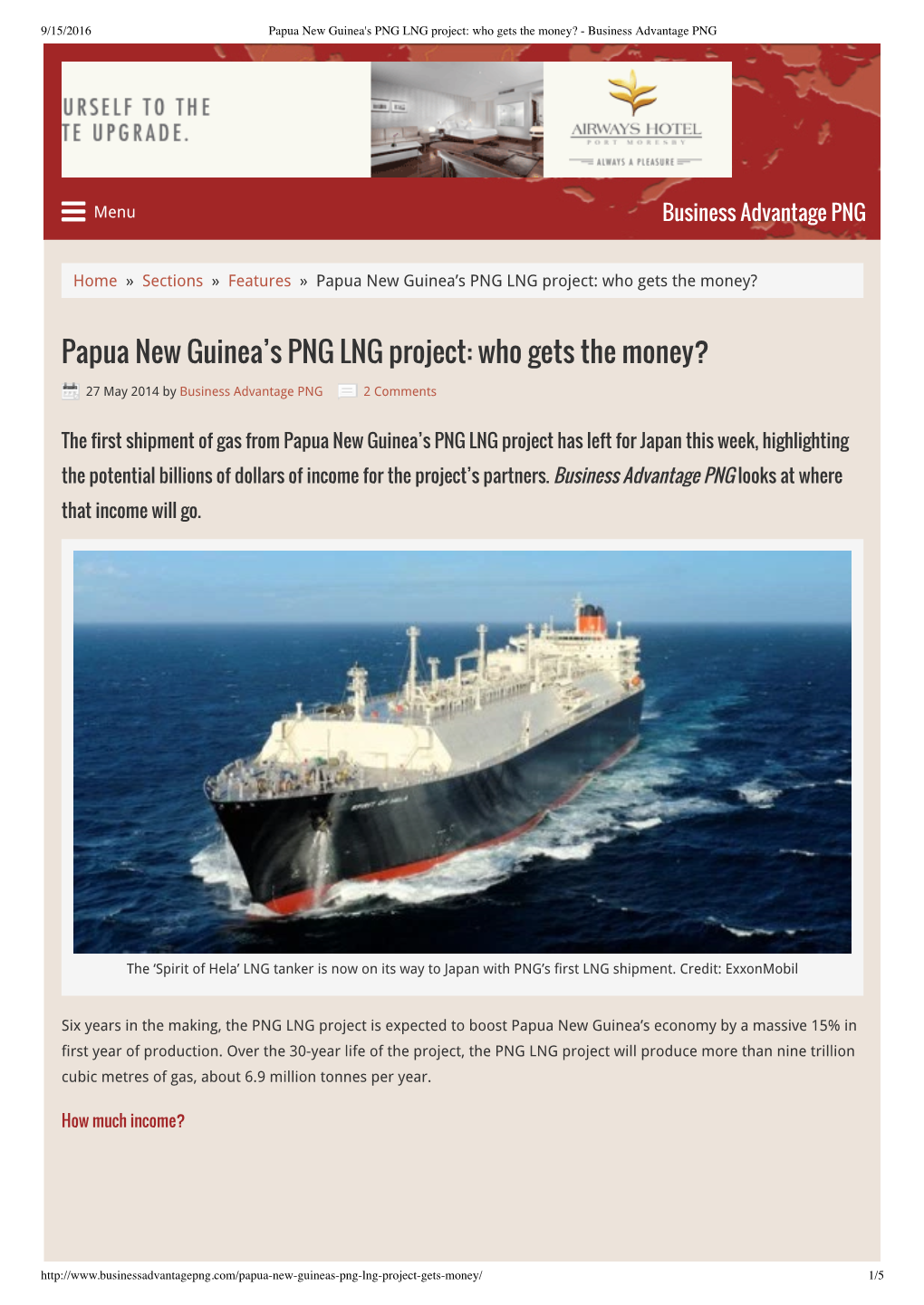 Papua New Guinea's PNG LNG Project: Who Gets the Money? - Business Advantage PNG