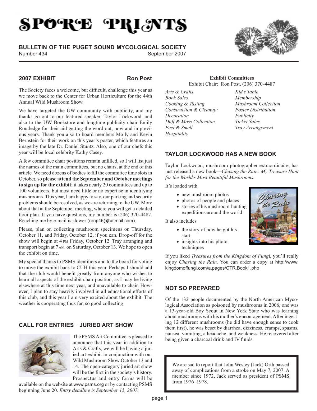 Bulletin of the Puget Sound Mycological Society 2007