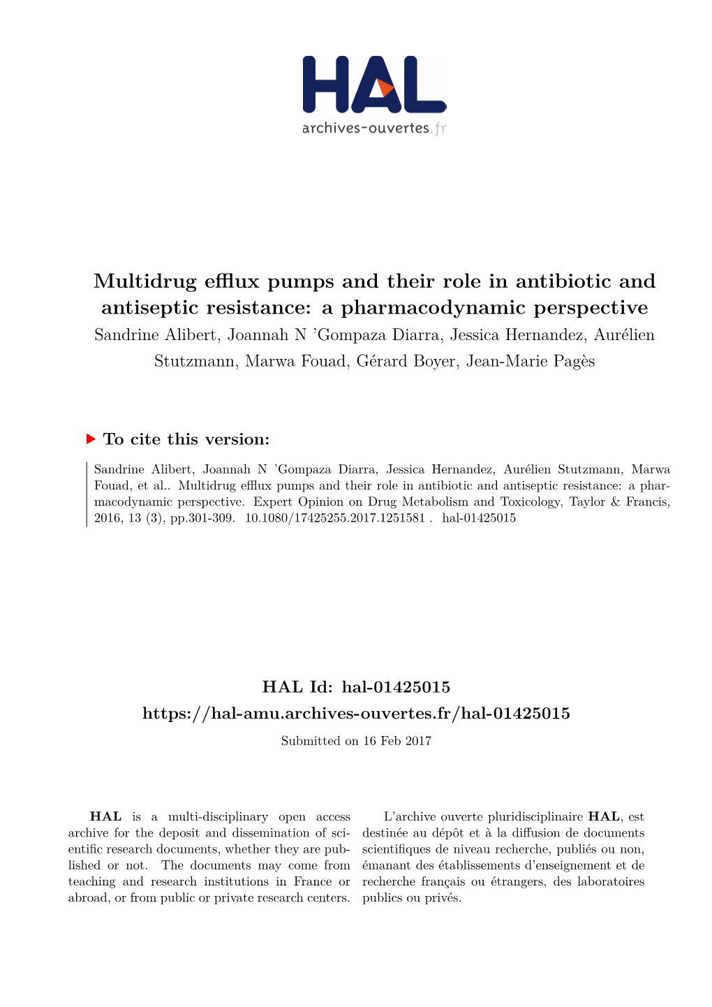 Multidrug Efflux Pumps and Their Role in Antibiotic and Antiseptic Resistance