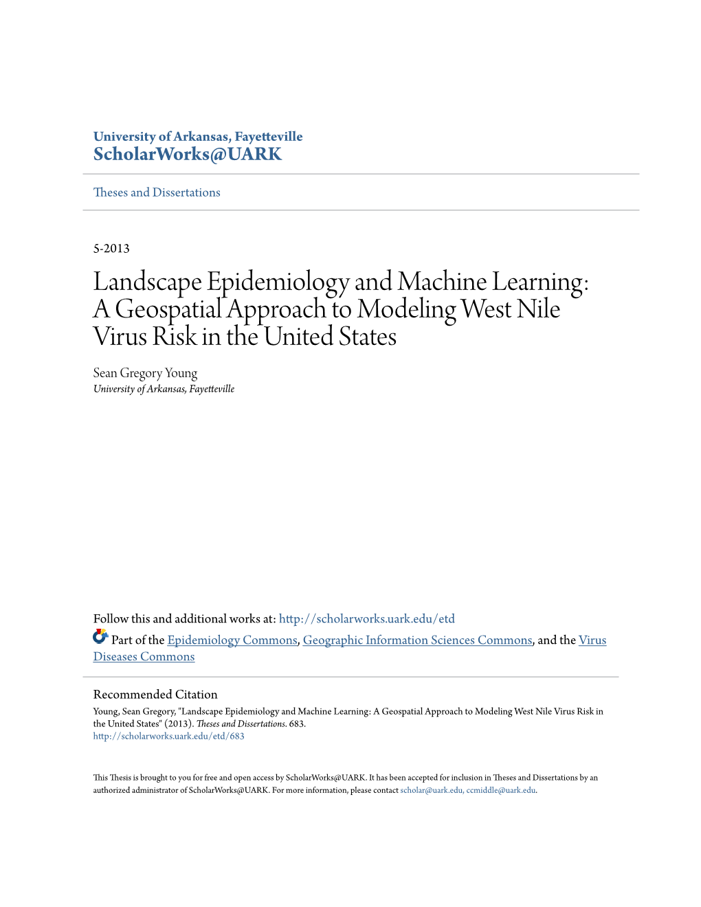 Landscape Epidemiology and Machine Learning