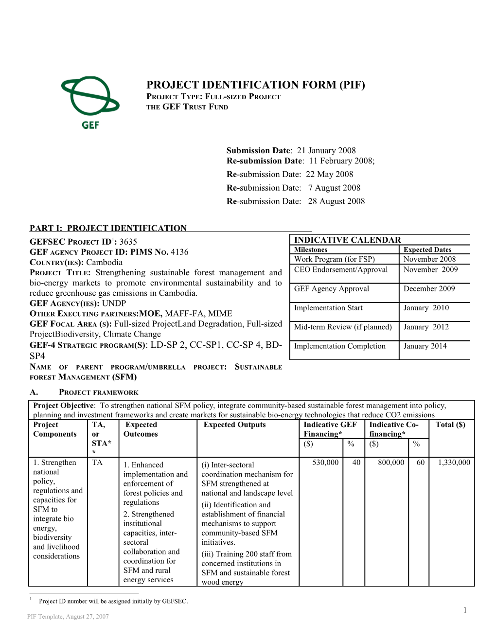 Project Identification Form (PIF) s3