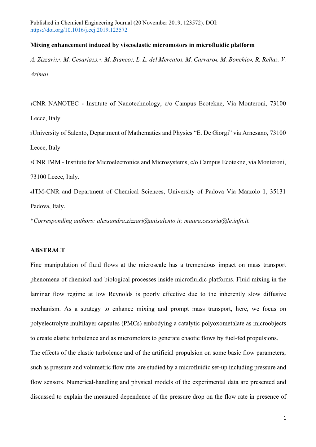 Published in Chemical Engineering Journal (20 November 2019, 123572)