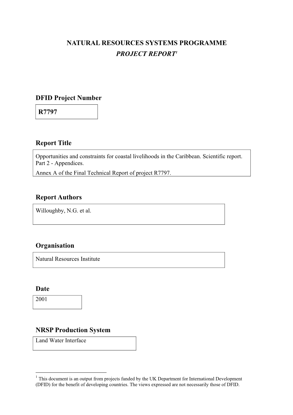 Natural Resources Systems Programme Project Report1