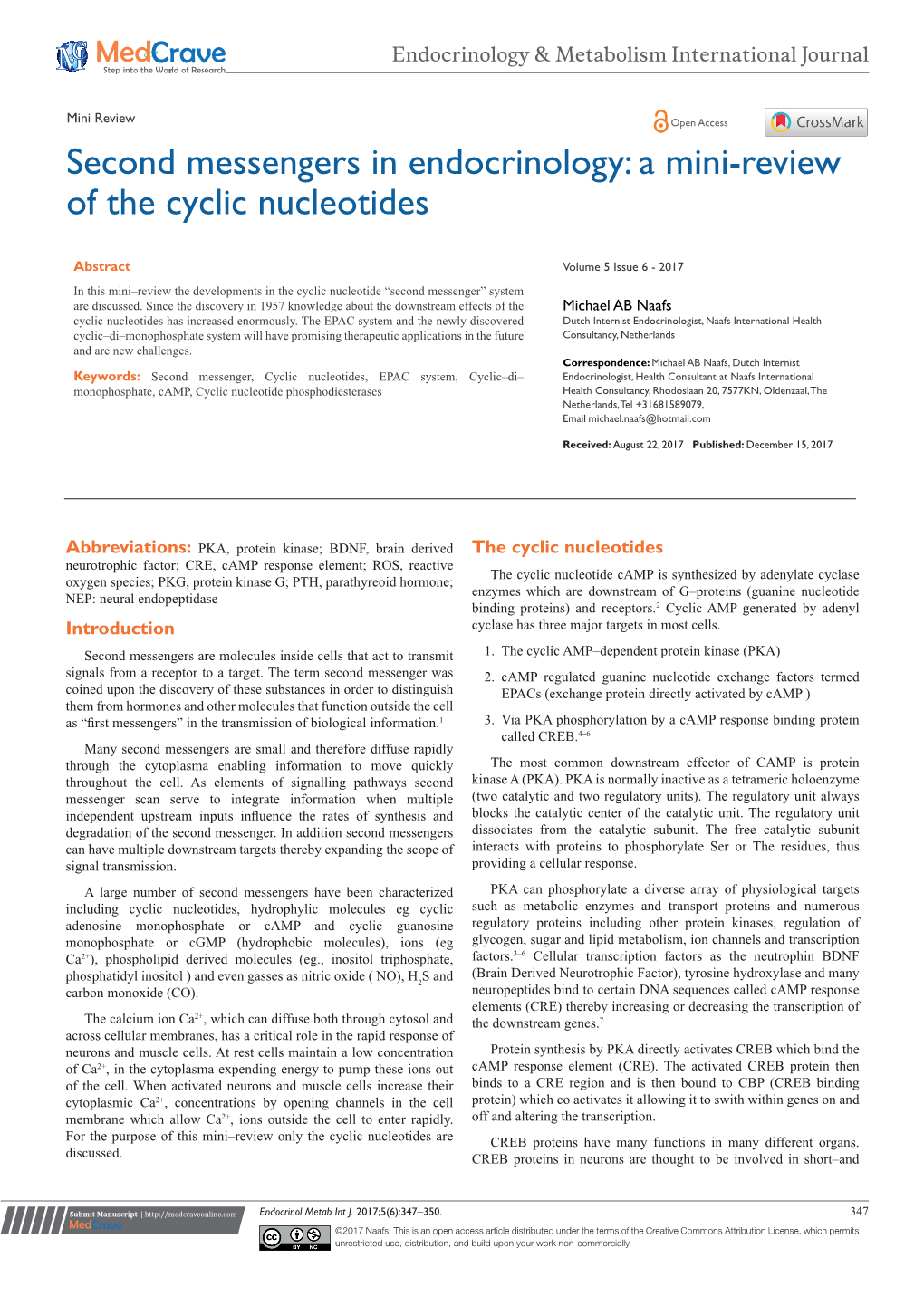 Second Messengers in Endocrinology: a Mini‒Review of the Cyclic Nucleotides