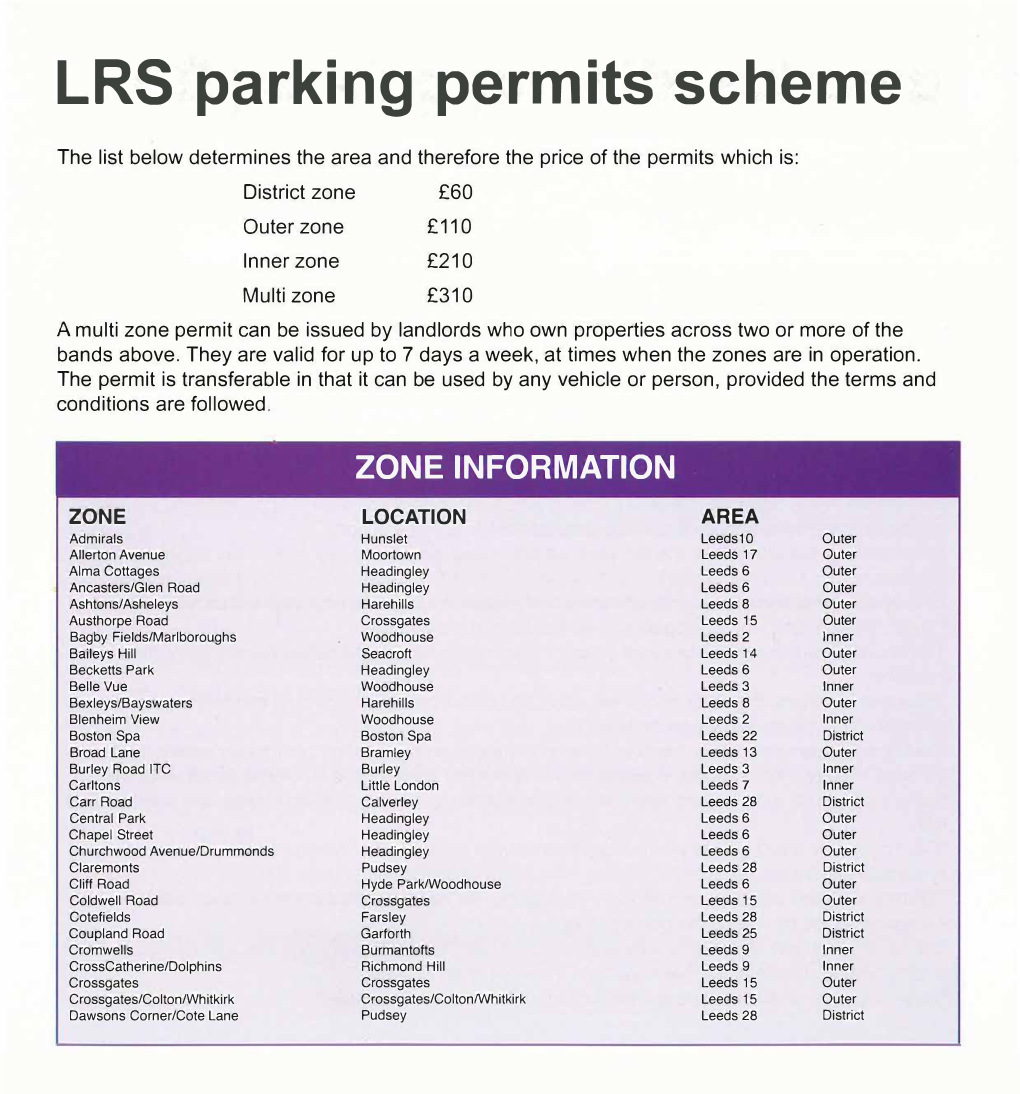 LRS Parking Permits Scheme