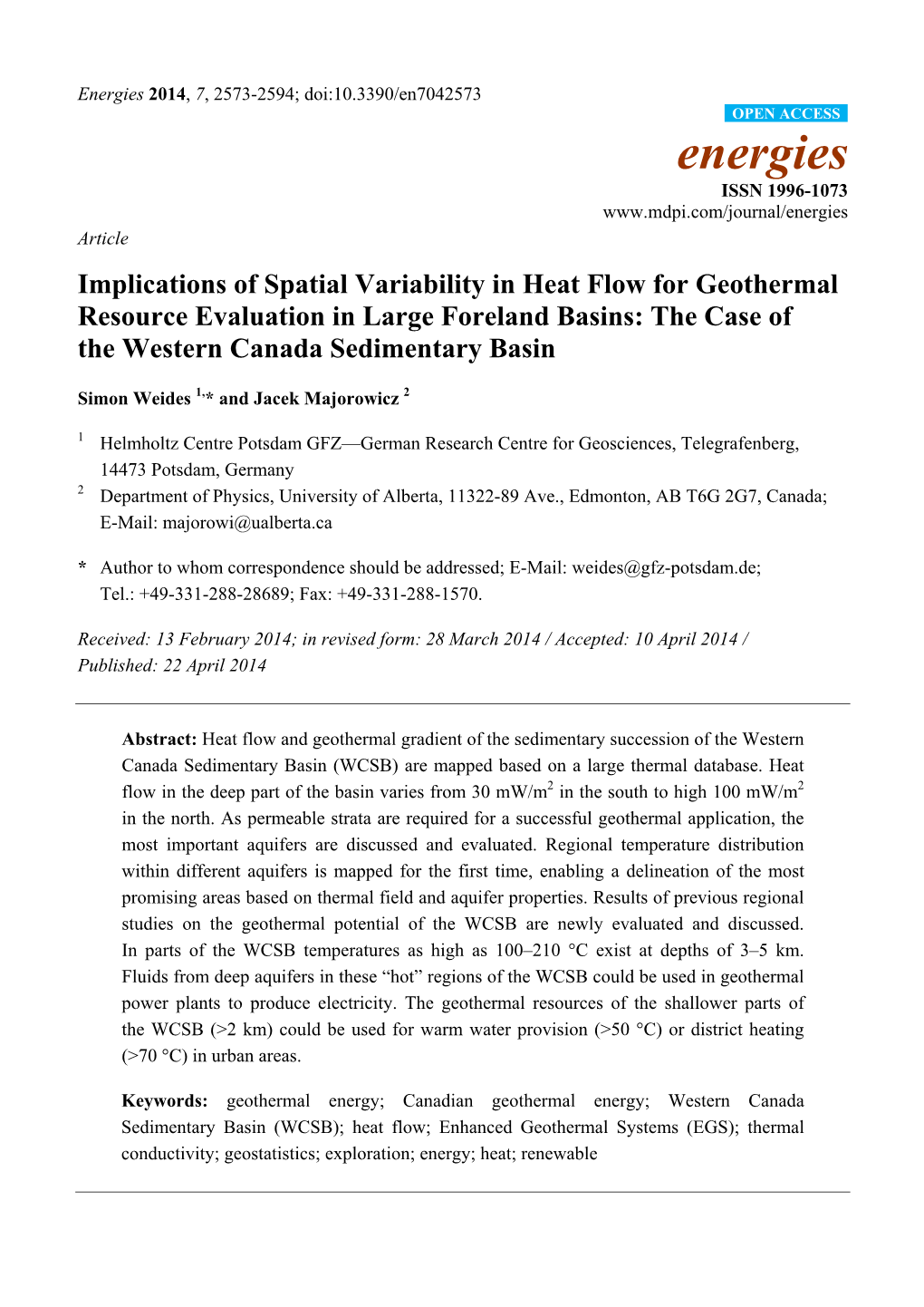 Implications of Spatial Variability in Heat Flow for Geothermal Resource Evaluation in Large Foreland Basins: the Case of the Western Canada Sedimentary Basin
