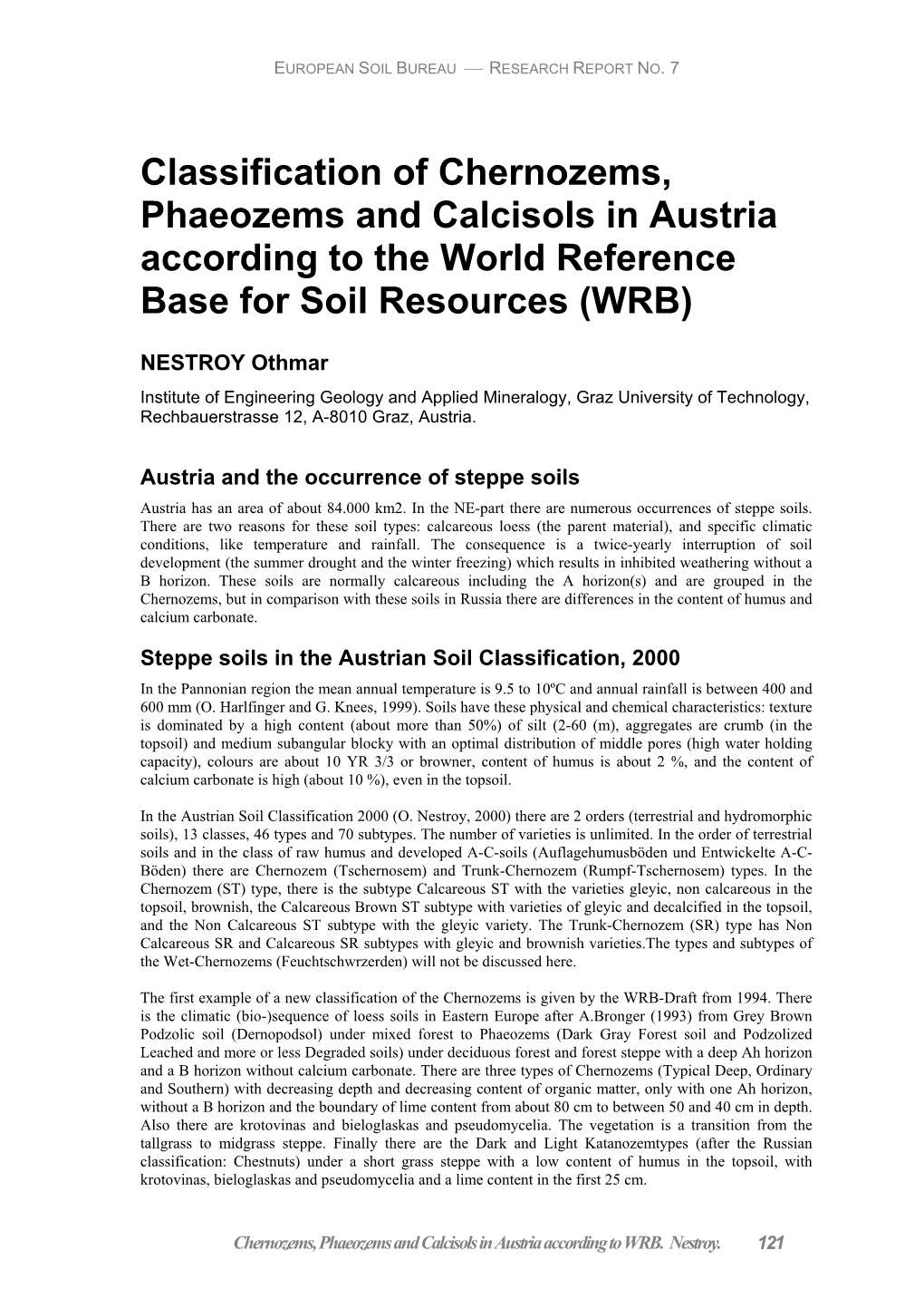 Classification of Chernozems, Austria