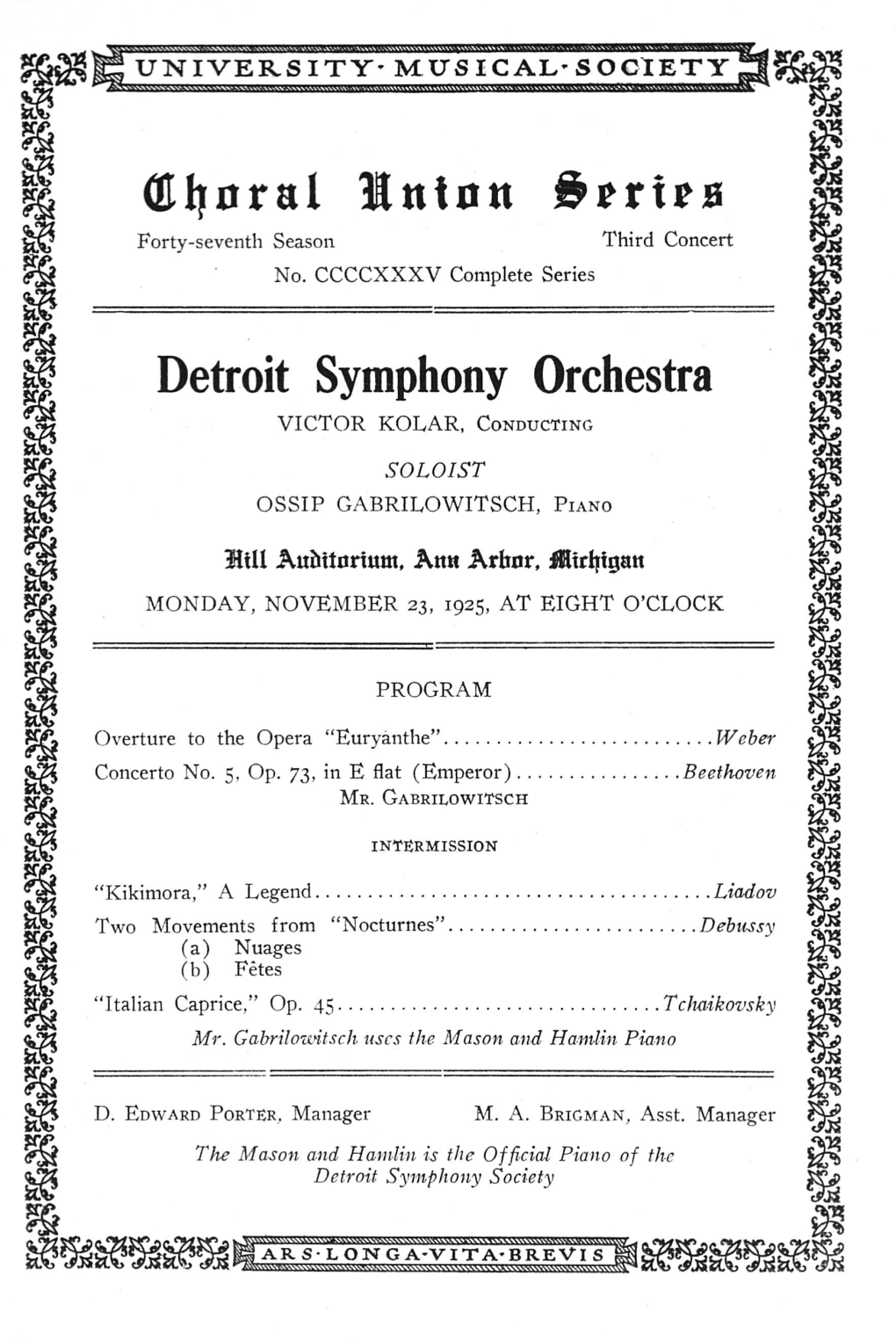 Detroit Symphony Orchestra VICTOR KOLAR, CONDUCTING